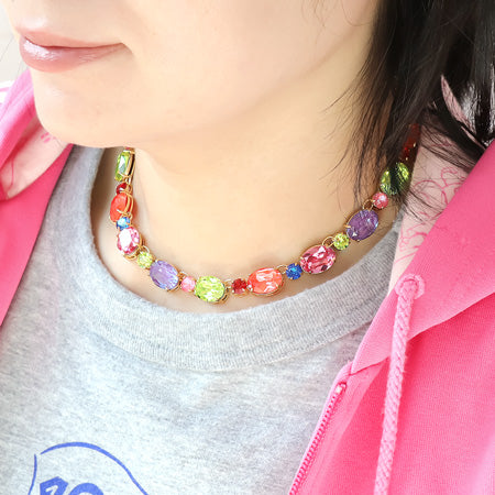 レシピNo.KR0705 貴和クリスタルシトラスグリーンのビジューストーンネックレス