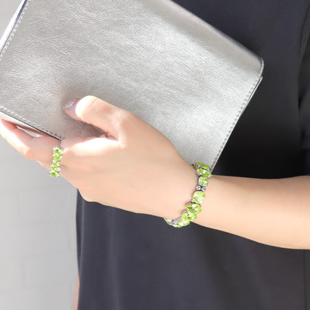 Recipe No.KR0706 Kiwa crystal citrus green one-tone bijou bracelet & ring