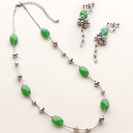 レシピNo.KR0712 ドイツ製アクリルオーバルカットのネック&イヤリング