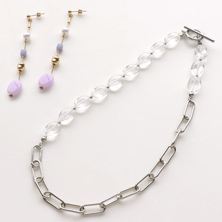 レシピNo.KR0713 ドイツ製アクリルオーバルカットのアクセサリー2種