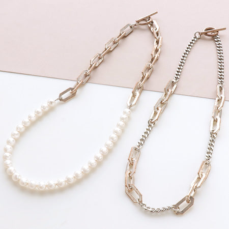 レシピNo.KR0714 ヴィンテージカッパーのバイカラーネックレス2種