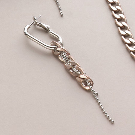 レシピNo.KR0715 ヴィンテージカッパーとロジウムカラーのネック&ピアス