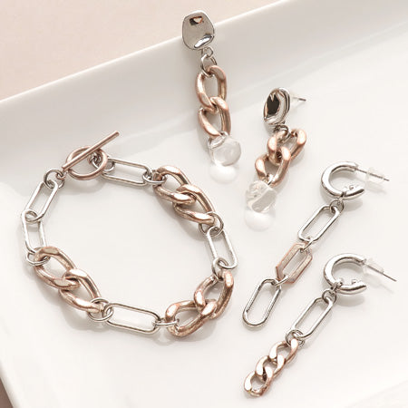 レシピNo.KR0716 ヴィンテージカッパーとロジウムカラーのアクセサリー3種