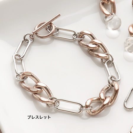 レシピNo.KR0716 ヴィンテージカッパーとロジウムカラーのアクセサリー3種