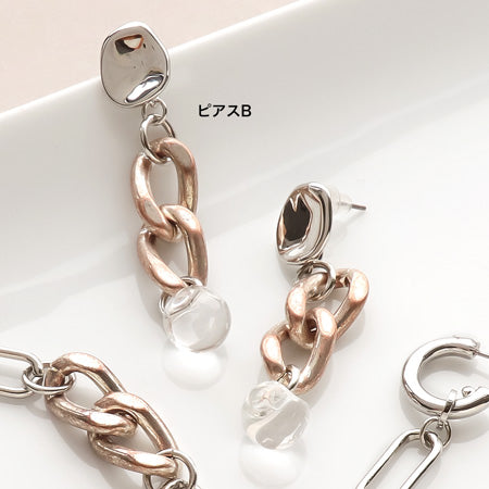 レシピNo.KR0716 ヴィンテージカッパーとロジウムカラーのアクセサリー3種
