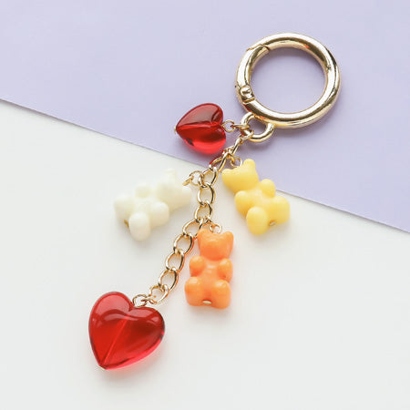 Recipe No.KR0719 Resin bead bear and heart bag charm – 貴和製作所 ...