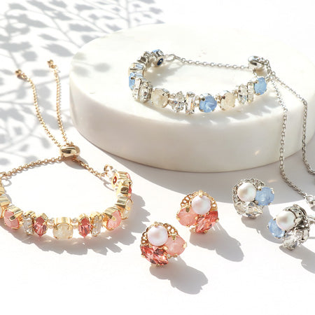 Recipe No.KR0728 Kiwa Crystal Lacquer Ignite Bracelet & Earrings