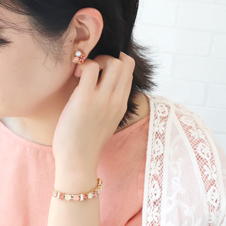 Recipe No.KR0728 Kiwa Crystal Lacquer Ignite Bracelet & Earrings