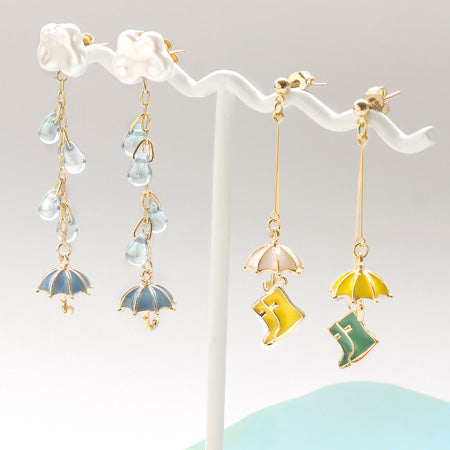 レシピNo.KR0734 雨の日を楽しむ アンブレラモチーフのピアス2種