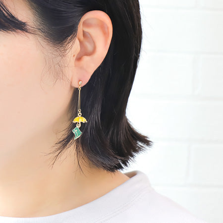 レシピNo.KR0734 雨の日を楽しむ アンブレラモチーフのピアス2種