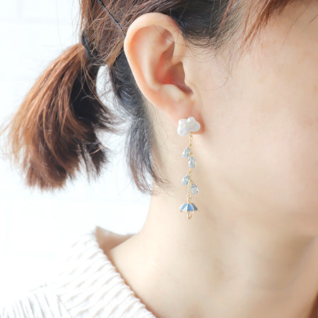 レシピNo.KR0734 雨の日を楽しむ アンブレラモチーフのピアス2種