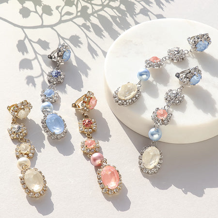 レシピNo.KR0741 貴和クリスタルのロングビジューイヤリング