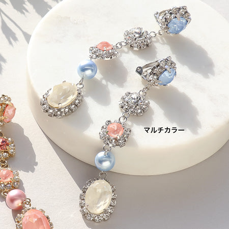 レシピNo.KR0741 貴和クリスタルのロングビジューイヤリング