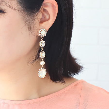 レシピNo.KR0741 貴和クリスタルのロングビジューイヤリング