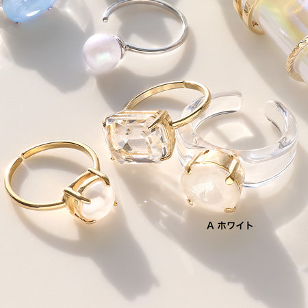 レシピNo.KR0742 貴和クリスタルのトリオカクテルリング3種