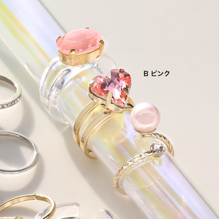 レシピNo.KR0742 貴和クリスタルのトリオカクテルリング3種