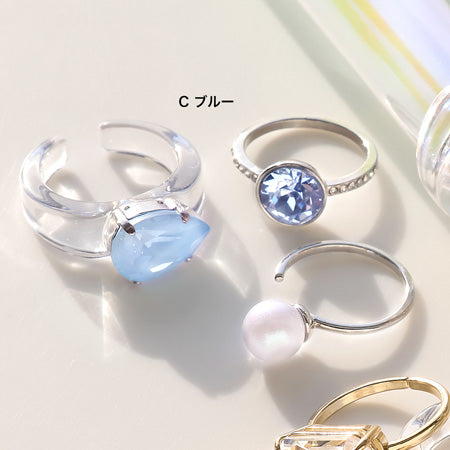 レシピNo.KR0742 貴和クリスタルのトリオカクテルリング3種