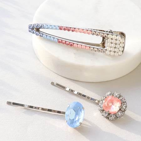 レシピNo.KR0743 貴和クリスタルのヘアクリップ&ヘアピン