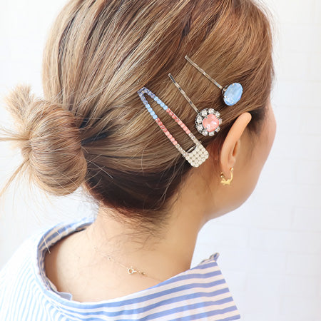 レシピNo.KR0743 貴和クリスタルのヘアクリップ&ヘアピン
