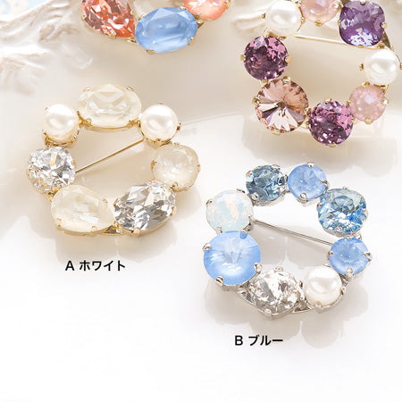 レシピNo.KR0744 貴和クリスタルのサークルブローチ2種