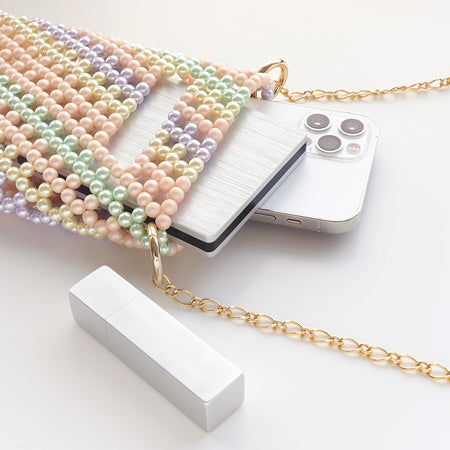 レシピNo.KR0746 パールのストライプスマホポーチ