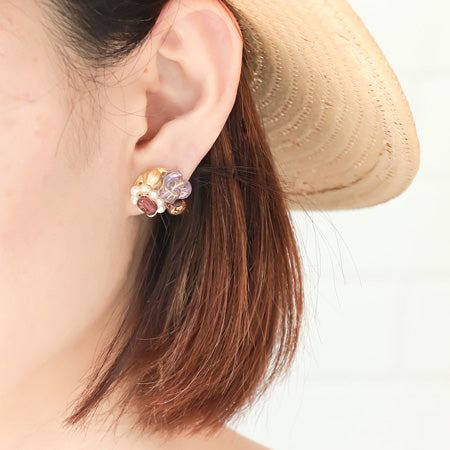 Recipe No.KR0754 4 types of Czech flower motif ear accessories