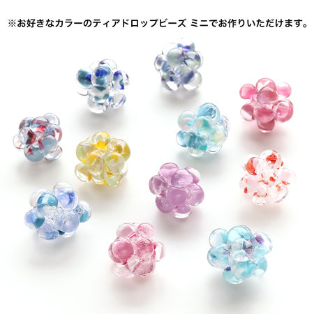 レシピNo.KR0757 ティアドロップビーズの紫陽花ビーズボールピアス