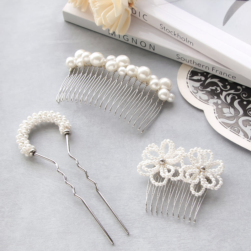 レシピNo.KR0771 パールの艶めきヘアアクセサリー3種