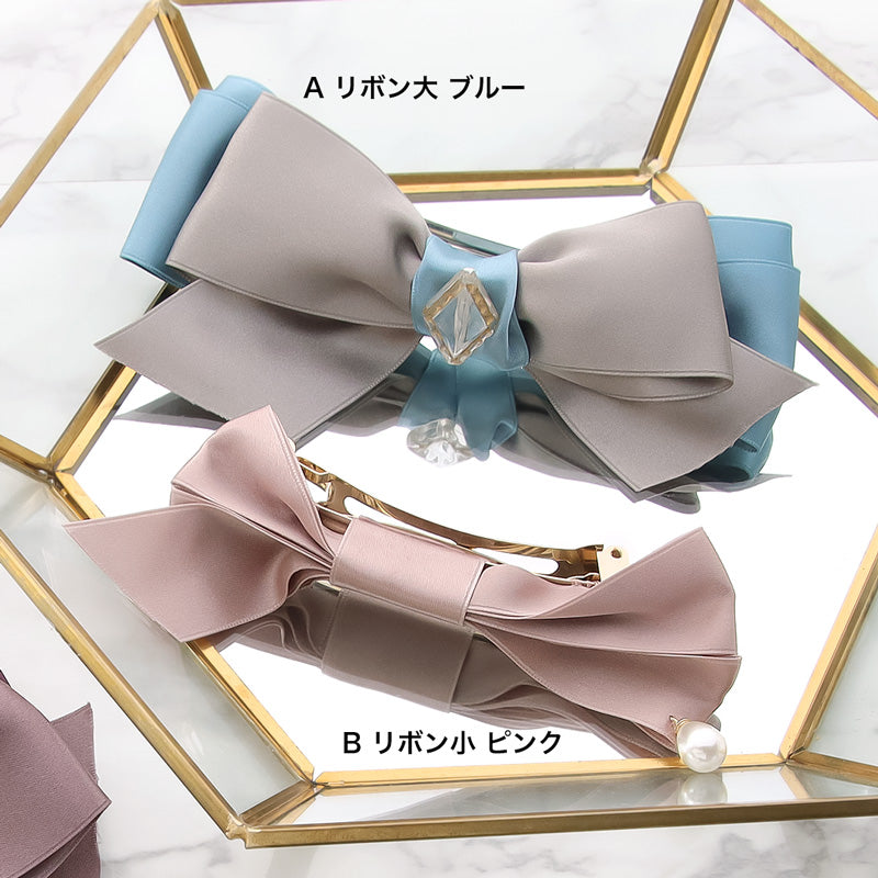レシピNo.KR0772 サテンリボンのリボンバレッタ2種