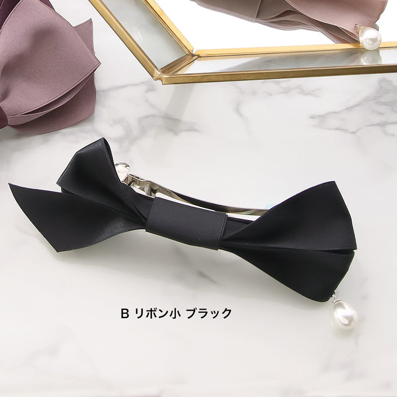 レシピNo.KR0772 サテンリボンのリボンバレッタ2種