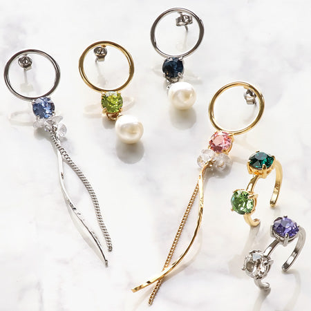 レシピNo.KR0810 貴和クリスタルのビジューイヤーアクセサリー3種