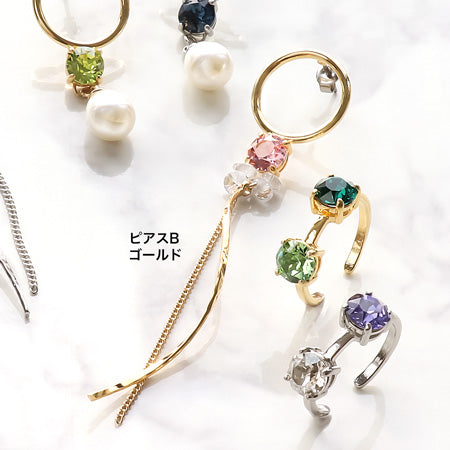 レシピNo.KR0810 貴和クリスタルのビジューイヤーアクセサリー3種