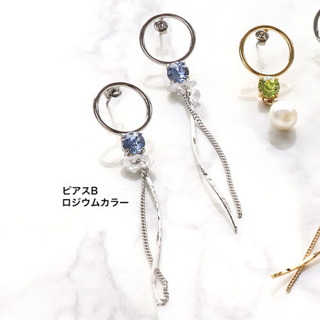 レシピNo.KR0810 貴和クリスタルのビジューイヤーアクセサリー3種