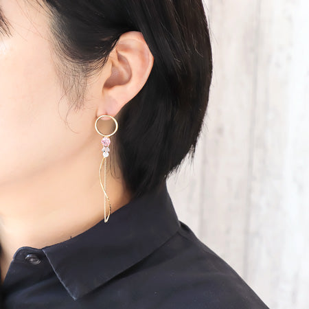 レシピNo.KR0810 貴和クリスタルのビジューイヤーアクセサリー3種
