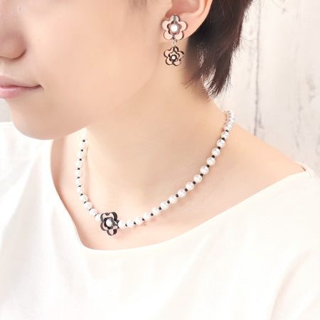 レシピNo.KR0821 チアフルフラワーのネック&イヤリング