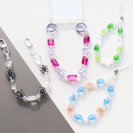 レシピNo.KR0823 ドイツ製アクリルのフラワースマホアクセサリー2種