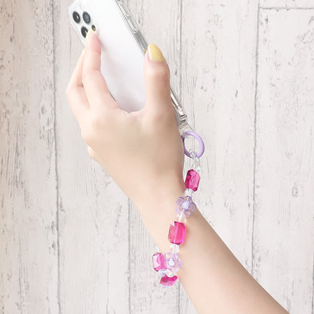 レシピNo.KR0823 ドイツ製アクリルのフラワースマホアクセサリー2種