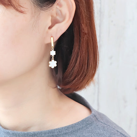 レシピNo.KR0824 フラワーチャームのモノトーンアクセサリー5種