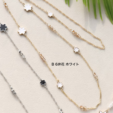 レシピNo.KR0825 フラワーチャームのモノトーンネックレス2種