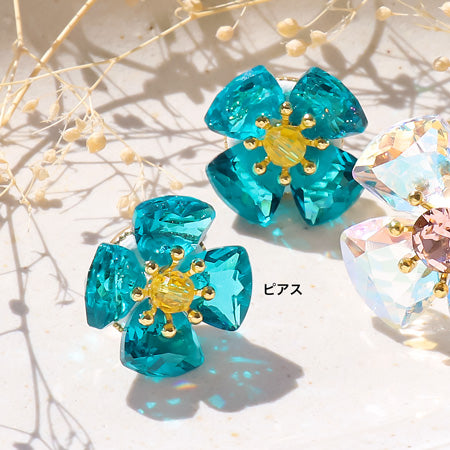レシピNo.KR0827 貴和クリスタルのフラワーアクセサリー2種