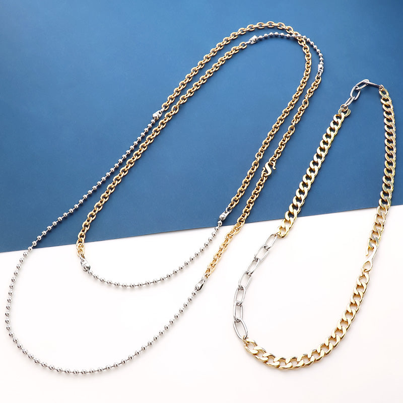 レシピNo.KR0838 バイカラーチェーンネックレス2種