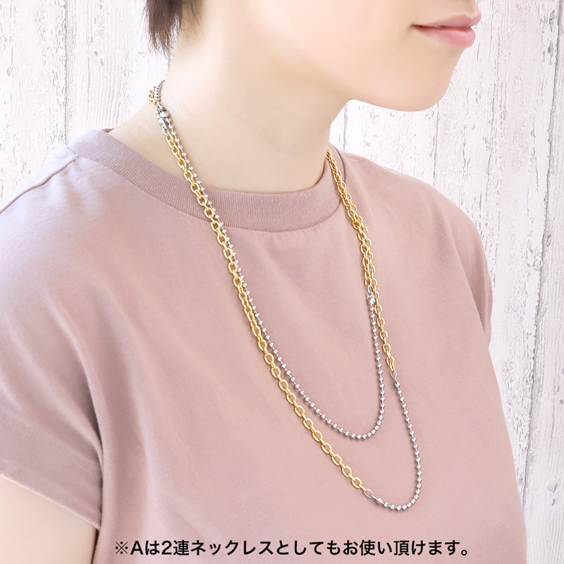 レシピNo.KR0838 バイカラーチェーンネックレス2種