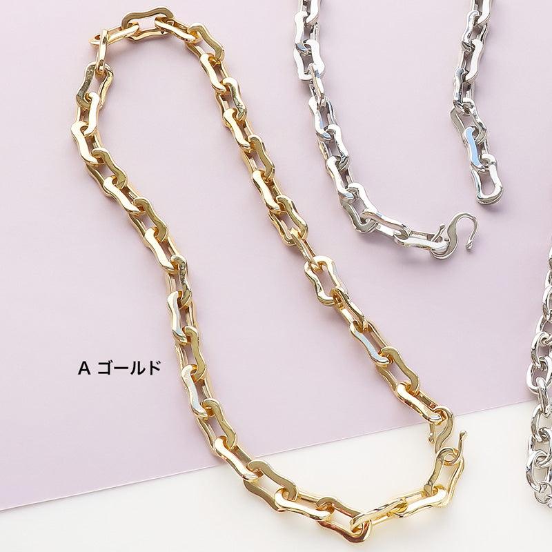レシピNo.KR0839 デザインチェーンのボリュームショートネックレス2種
