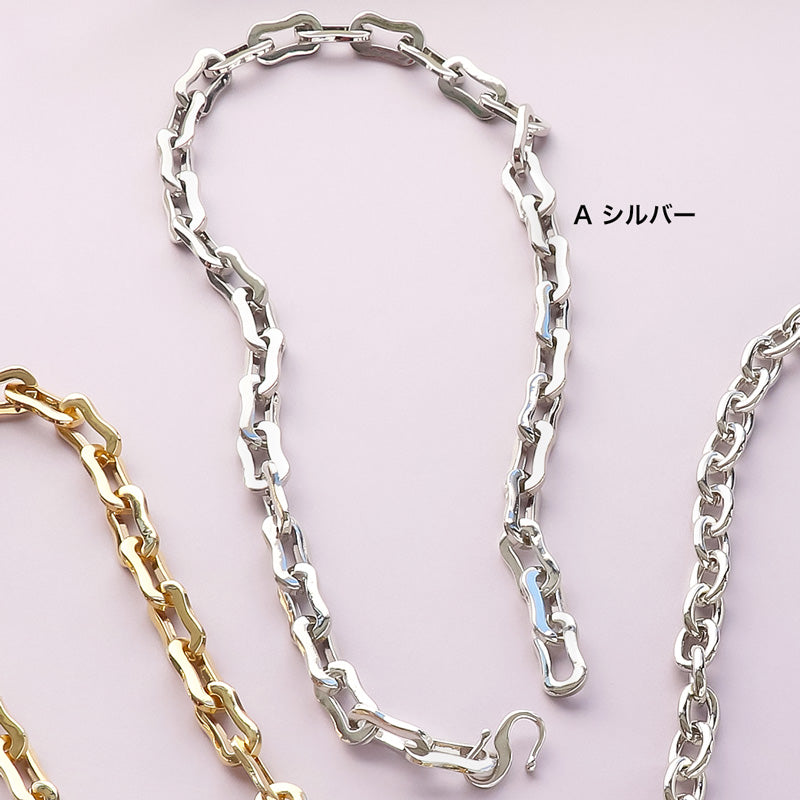 レシピNo.KR0839 デザインチェーンのボリュームショートネックレス2種