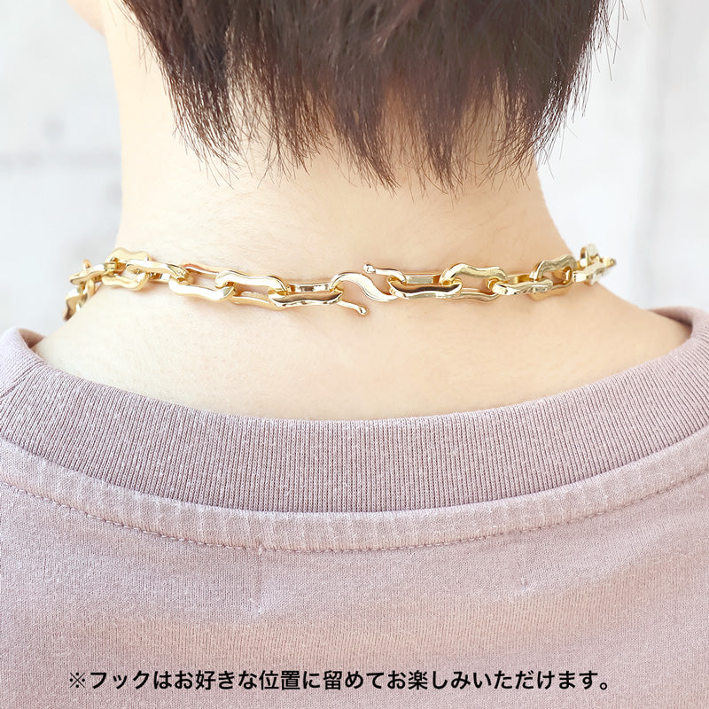 レシピNo.KR0839 デザインチェーンのボリュームショートネックレス2種