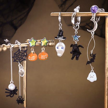 レシピNo.KR0843 ハロウィンチャームのイヤーアクセサリー5種