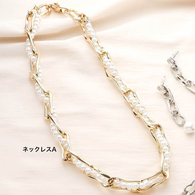 レシピNo.KR0848 デザインチェーンのコンビネーションアクセサリー3種