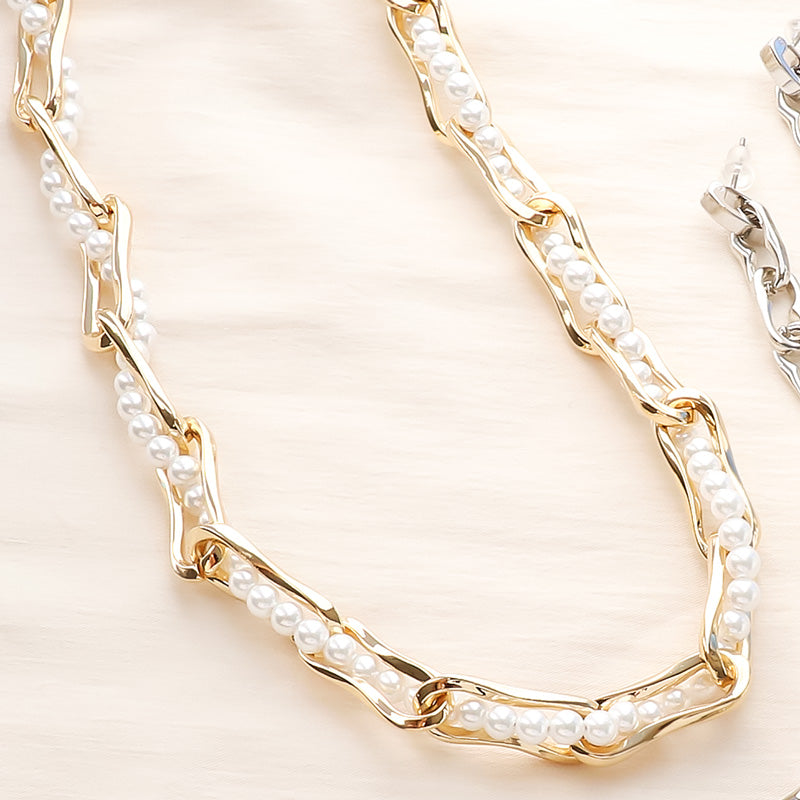 レシピNo.KR0848 デザインチェーンのコンビネーションアクセサリー3種