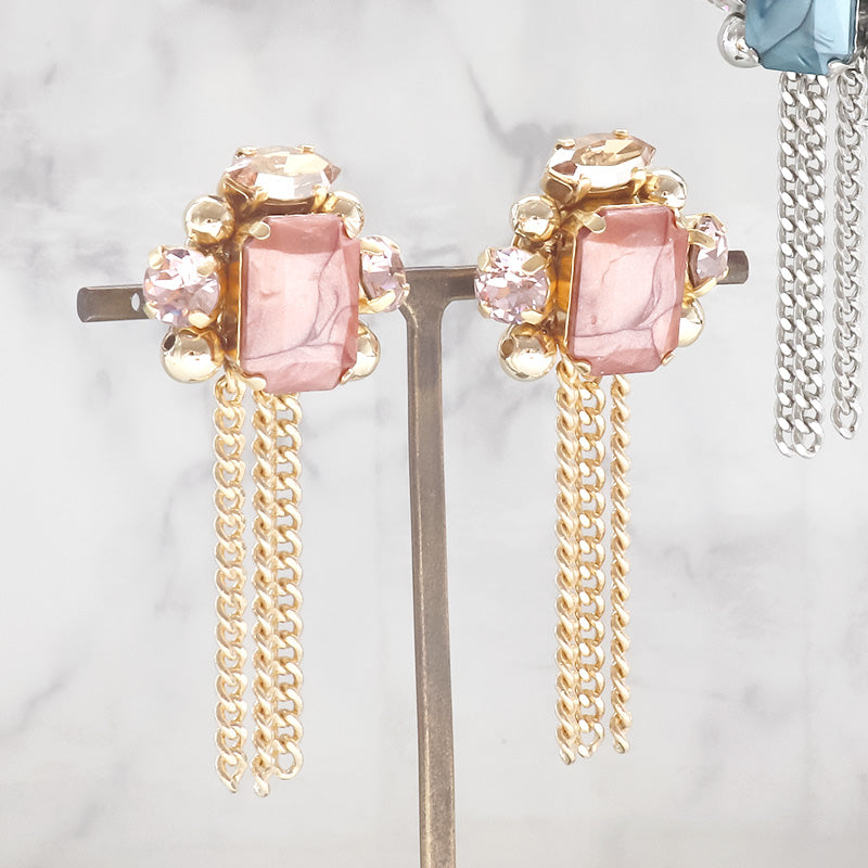 レシピNo.KR0857 ドイツ製アクリルオクタゴンのビジューイヤーアクセサリー