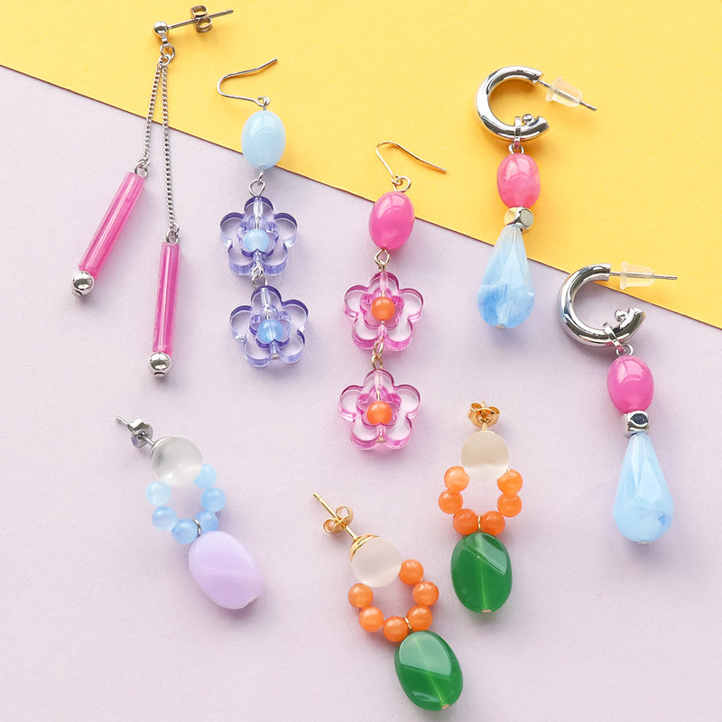 レシピNo.KR0861 ドイツ製アクリルのカラフルピアス4種 (スウィング・ポップ)